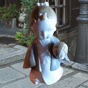 Elegant Toyo Traditional Japanese Child With Ball Porcelain Figurine, Unique Hom